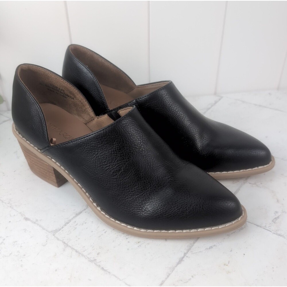 Cynthia Rowley Eddie Ankle Boots Black Faux Leather Slip On Booties Size 8.5